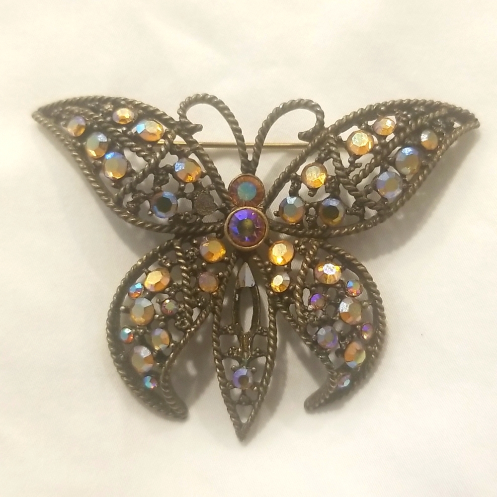 KIRKS FOLLY Stunning Butterfly Rhinestone Brooch